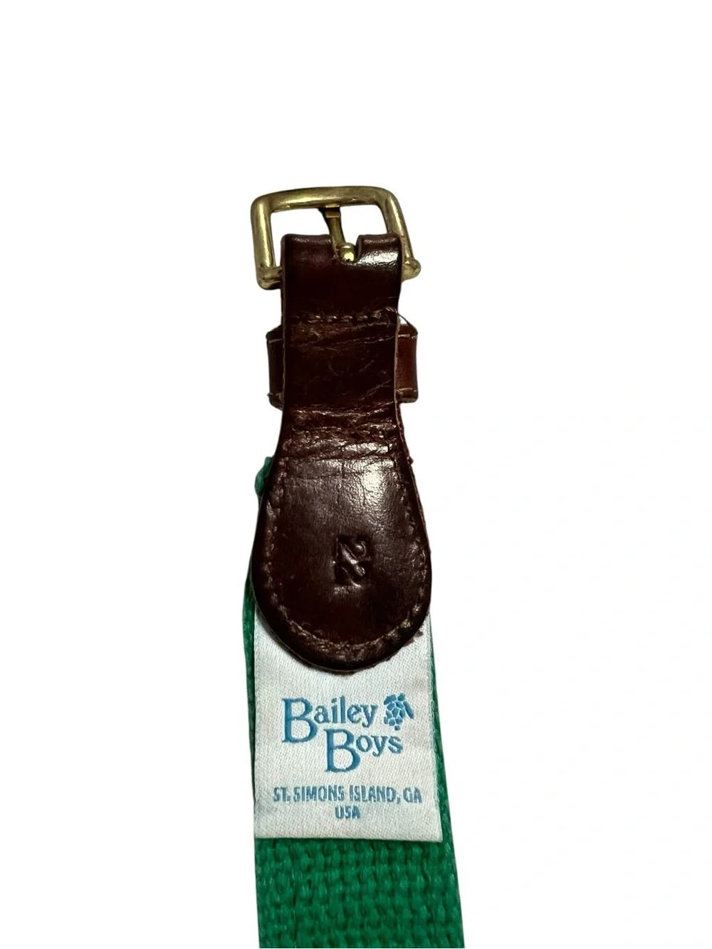 Bailey Boys Sz 22 (4/5) Kids Green & Navy Construction Embriodered Belt